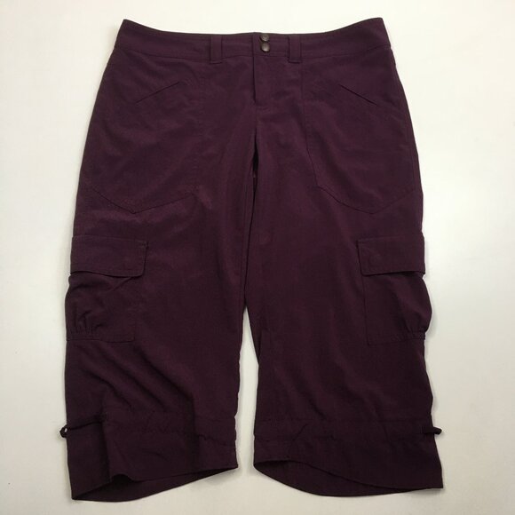 ATHLETA Dark Purple Cargo Pockets Drawstring Hem Dipper Capris Pant - Picture 1 of 12